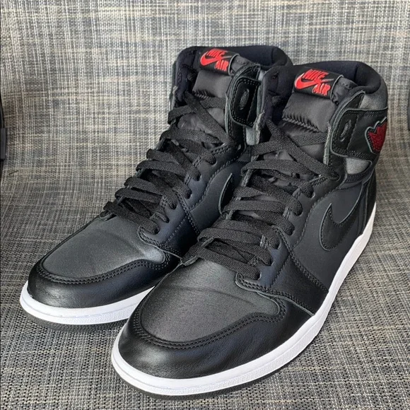 Nike Air Jordan 1 High Retro OG 'Black Satin' Sneakers 555088-060 Men’s Size 12